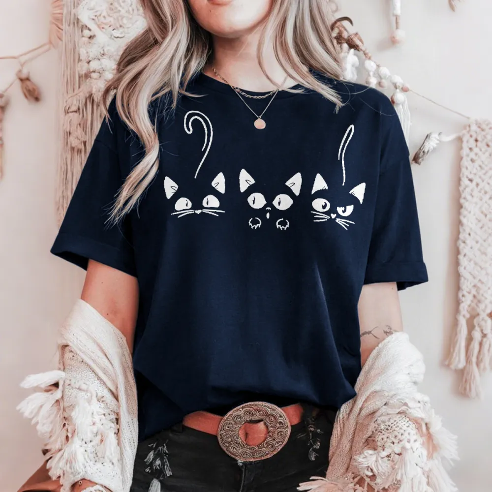 Multi Cat Silhouette Print T-Shirt