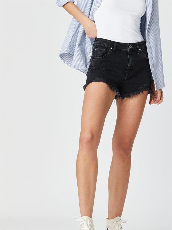 Non-Stretch Boyfriend Black Shorts