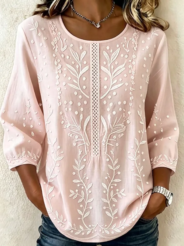 Women'S Casual Cotton And Linen Top