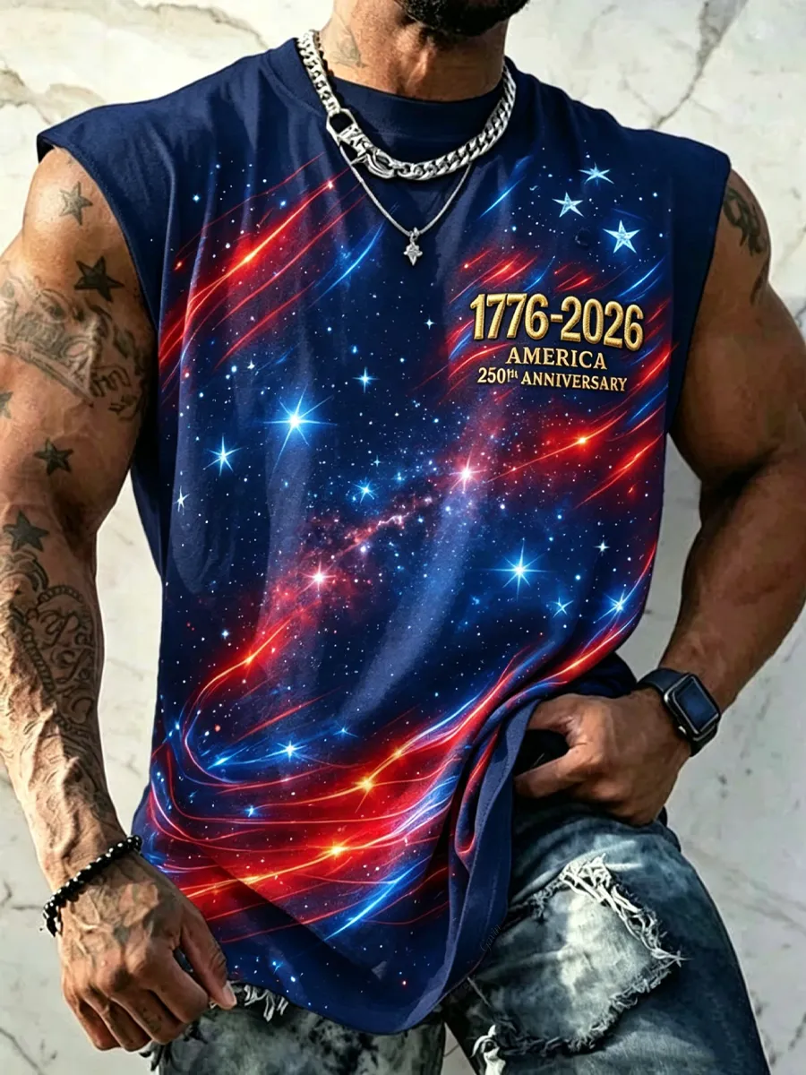 Men'S 1776-2026 United States 250Th Anniversary Starry Sky Art Print Vest