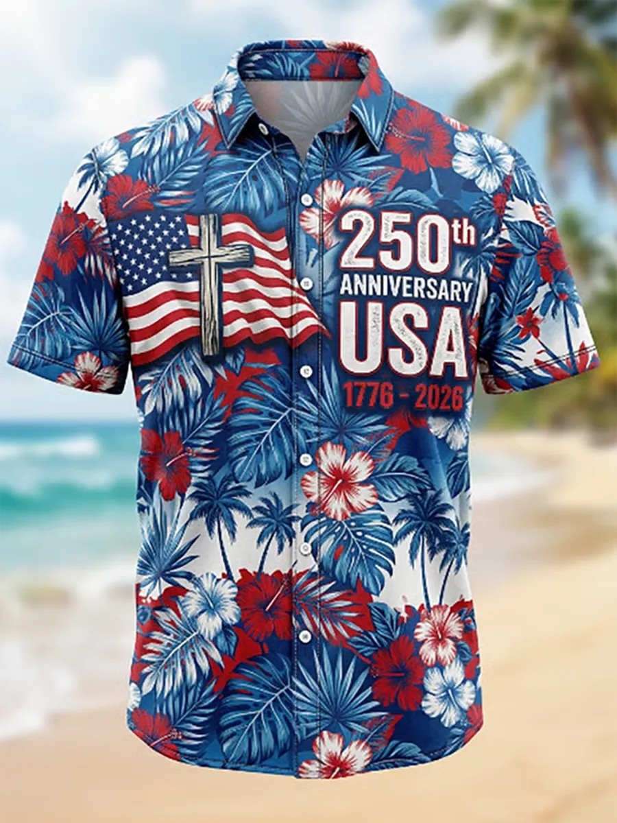 Men's U.S. 250th Anniversary Hawaiian Short-Sleeve Shirt