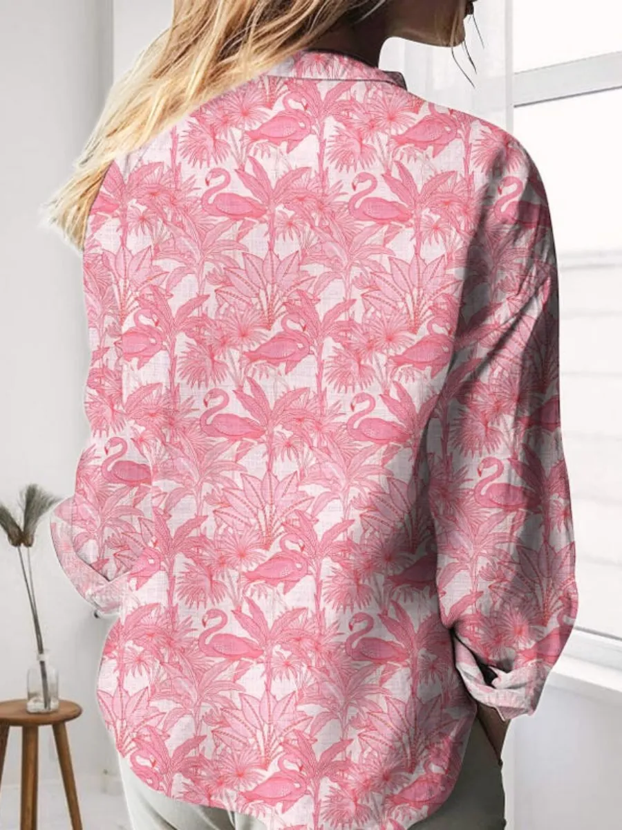 Tropical Flamingo Print Shirt