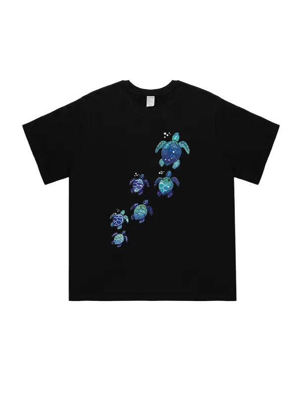 Crew Neck Art Graphic Cotton T-Shirt