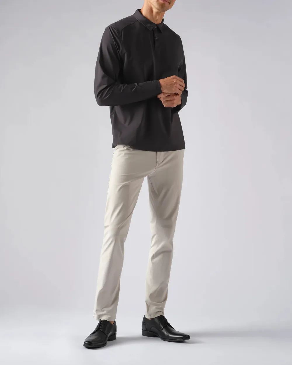 Long-Sleeve Cotton Polo Shirts For Men