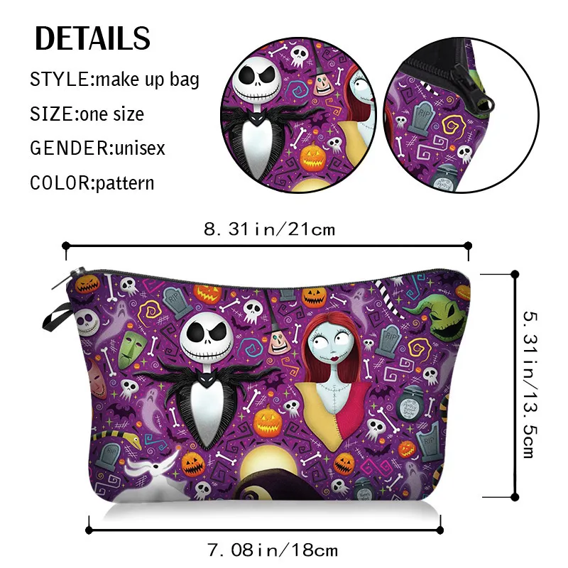 Nailhour Halloween Blue Cute Witch Makeup Bag