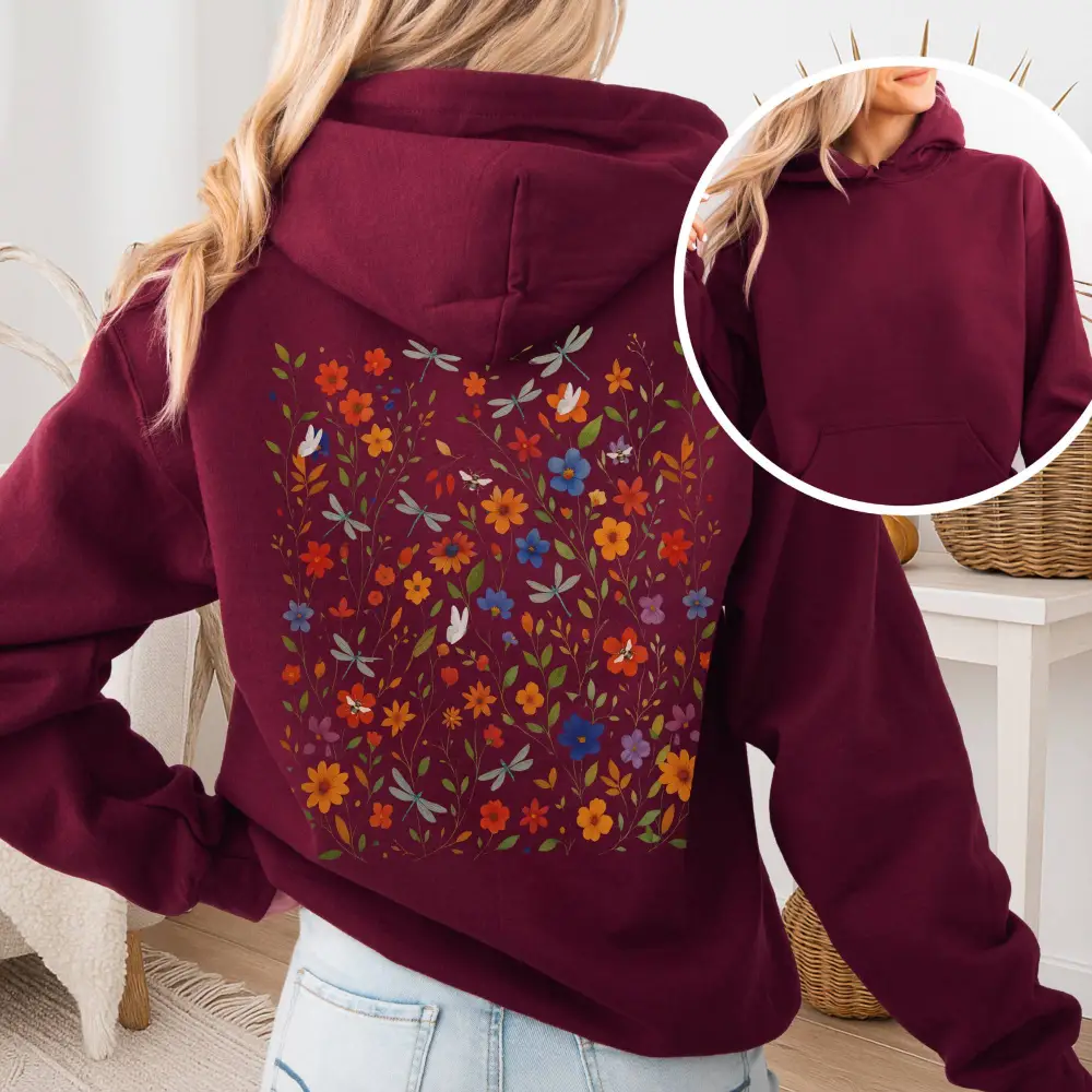 Dragonfly Meadow Hoodie – Whimsical Floral Tee