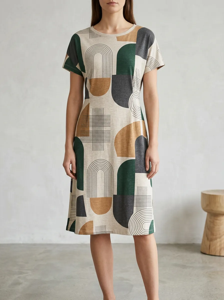 Women's Mid-Century Modern Geometric Printed Dress