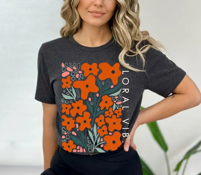 Bright Floral Vibes Print T-shirt