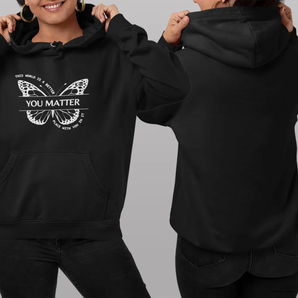 Butterfly Printed Long Sleeved Hoodies