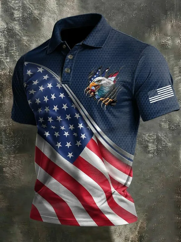 Men'S Independence Day Print Casual Polo Shirt
