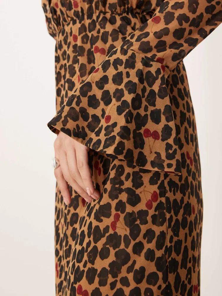 Leopard Long Sleeve Shirt Dress