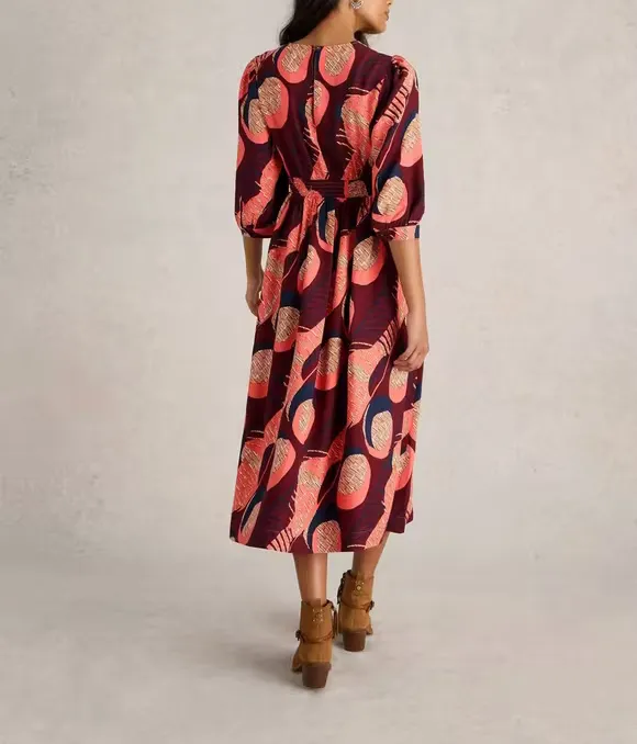 Midi Printed Dress In Teal Print