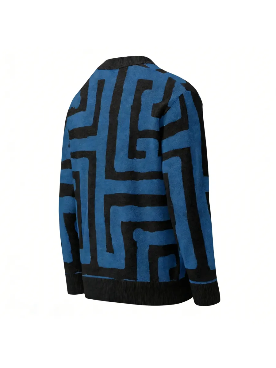 Geometric V-Neck Cardigan