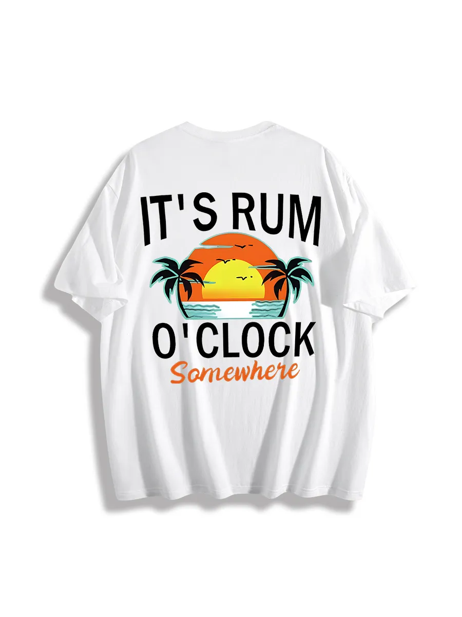 Rum Time Sunset Themed Graphic T-Shirt