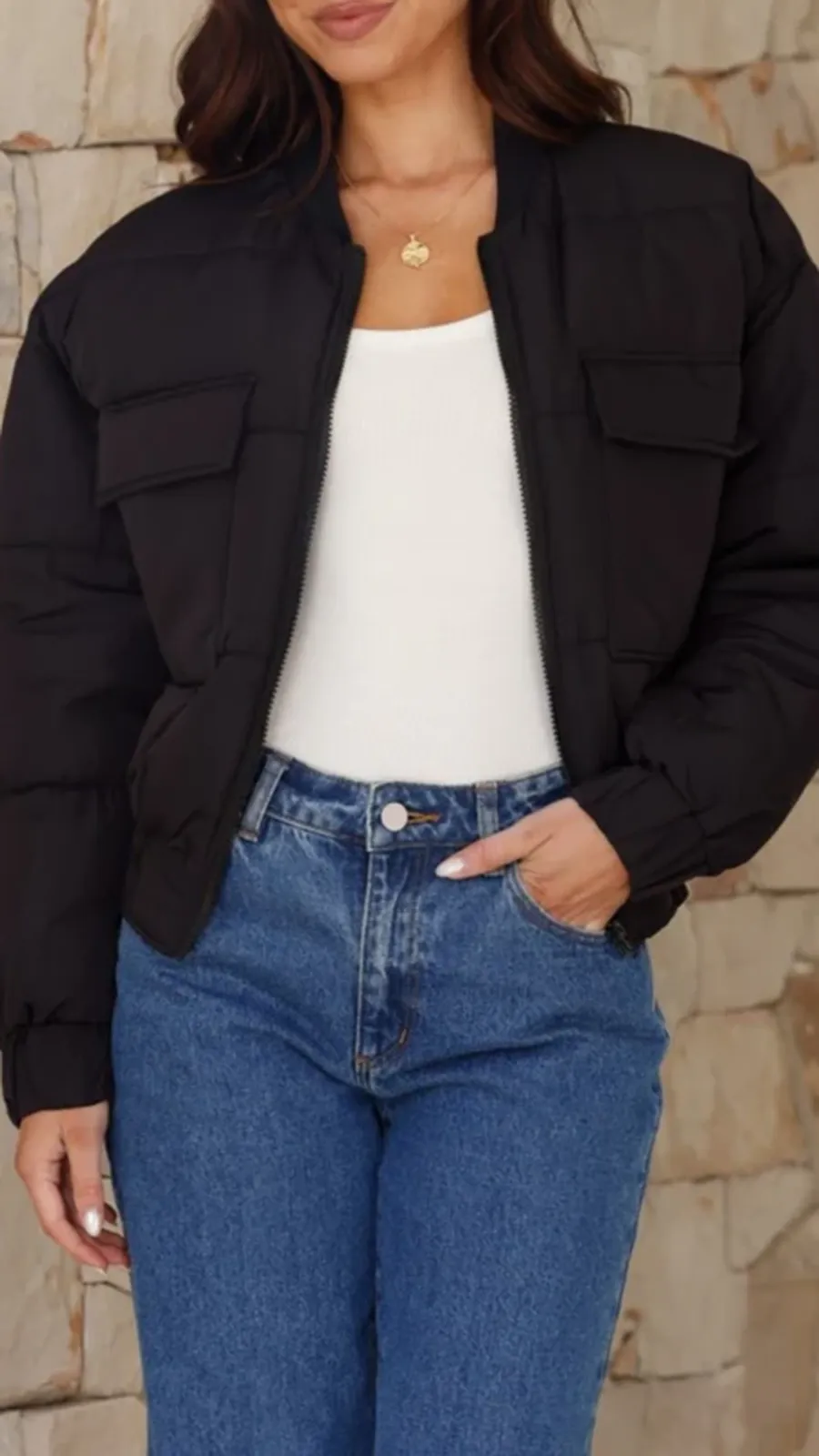 Black Short Warm Coat