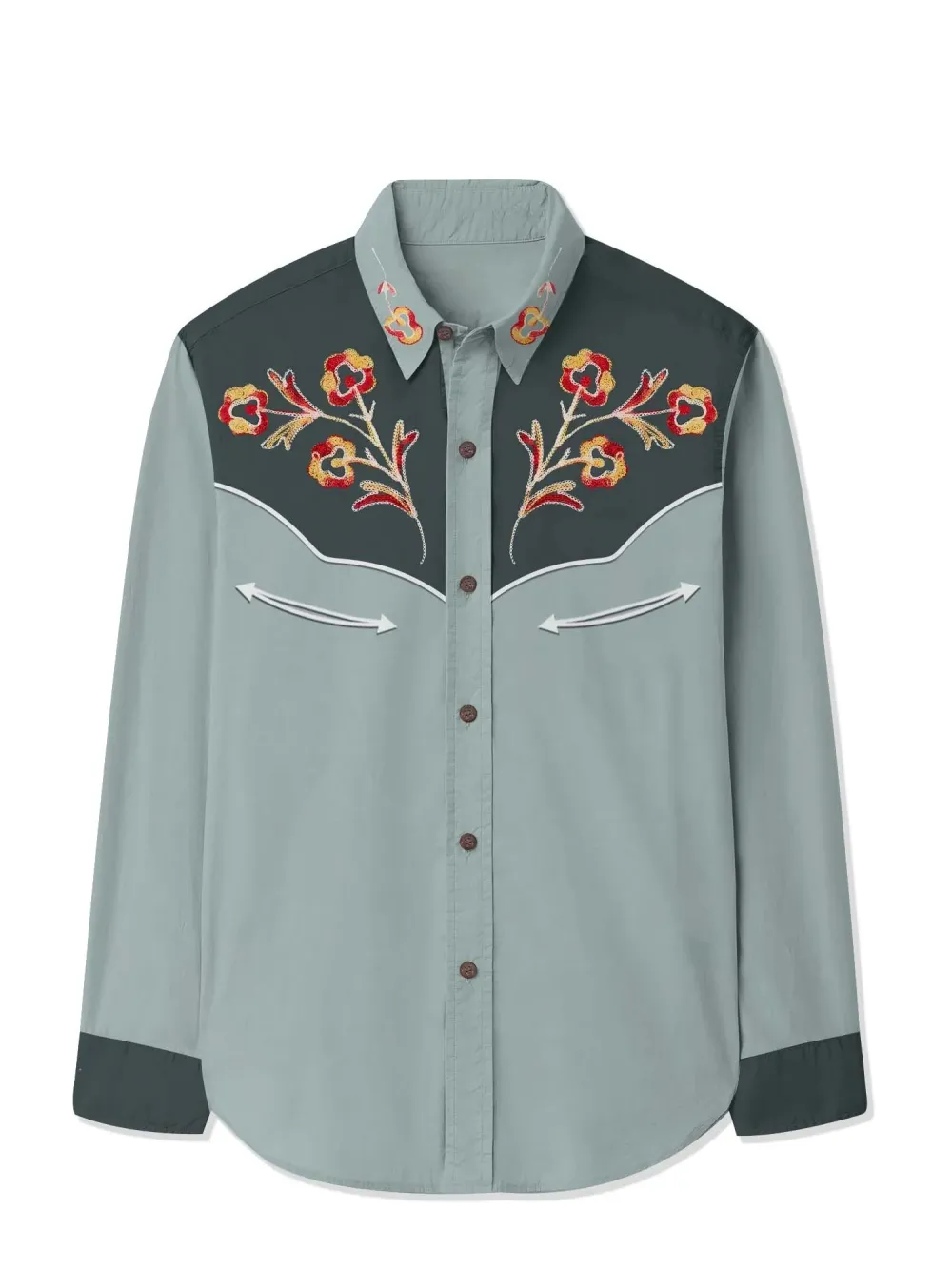 Classic Flower Cowboy - 100% Cotton Long Sleeves Shirt