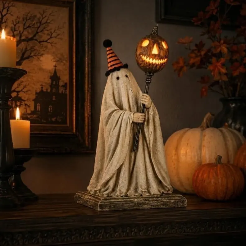 Glowing Halloween Ghost Figurine with Remote Control