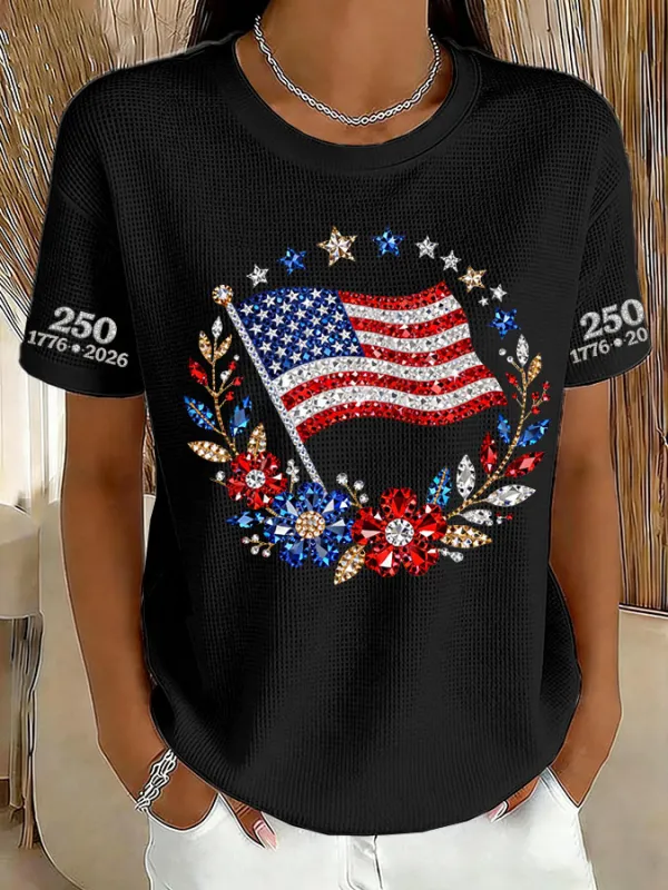 Women'S America Flag Printed Casual T-Shirt