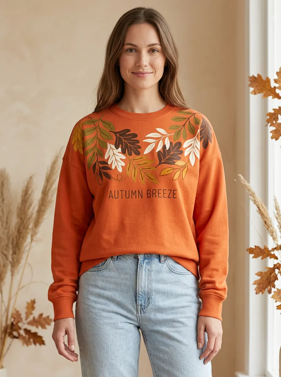 Woodland Rust Printed Women's Graphic Sweatshirt