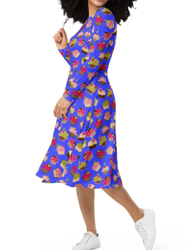 Colorful Cupcake Print Dress