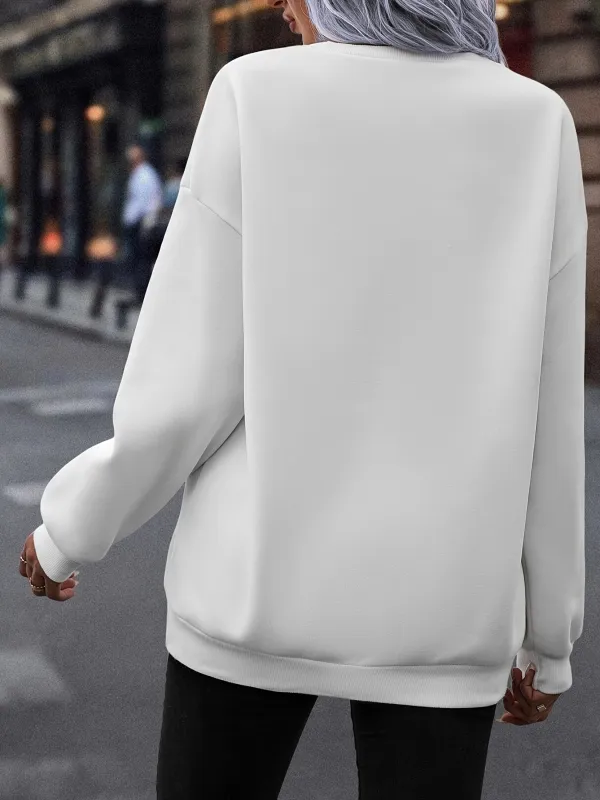 Japanese Hiragana Print Long Sleeve Women Sweatshirt