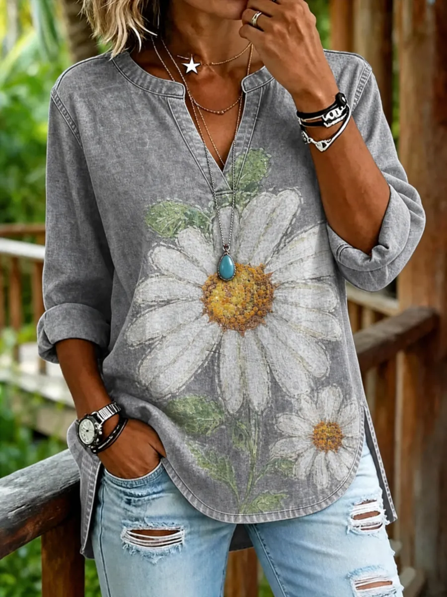 Women's Casual Floral Hippie Style Print Top