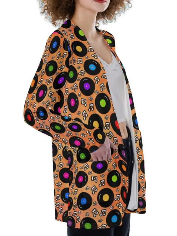 Vinyl Record Print Cardigan