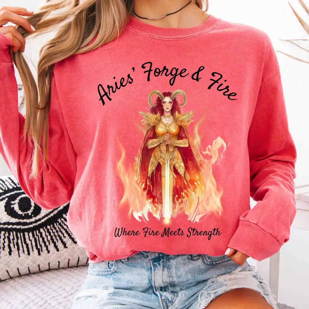 Aries' Forge & Fire Zodiac Long Sleeve Tee