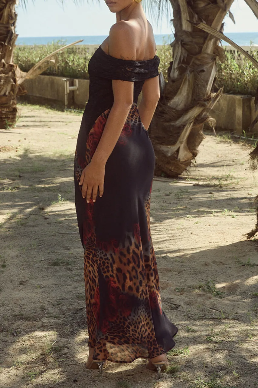 Off Shoulder Lace Midi Dress
