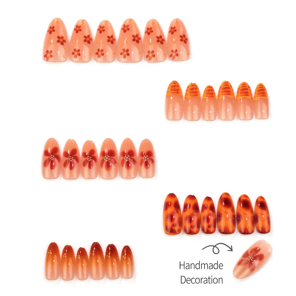 Nailhour 30Pcs Autumn Gradient Vintage Medium Almond Press On Nails