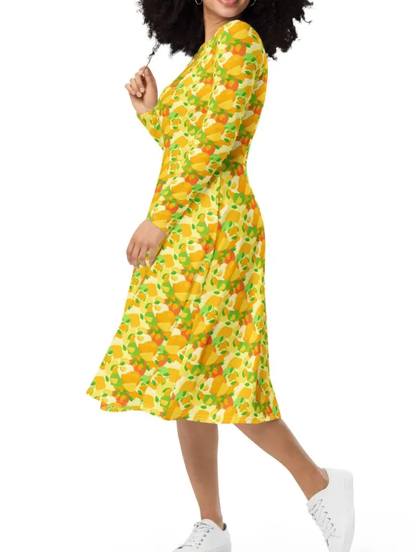 Pocketed Mango Print Dress