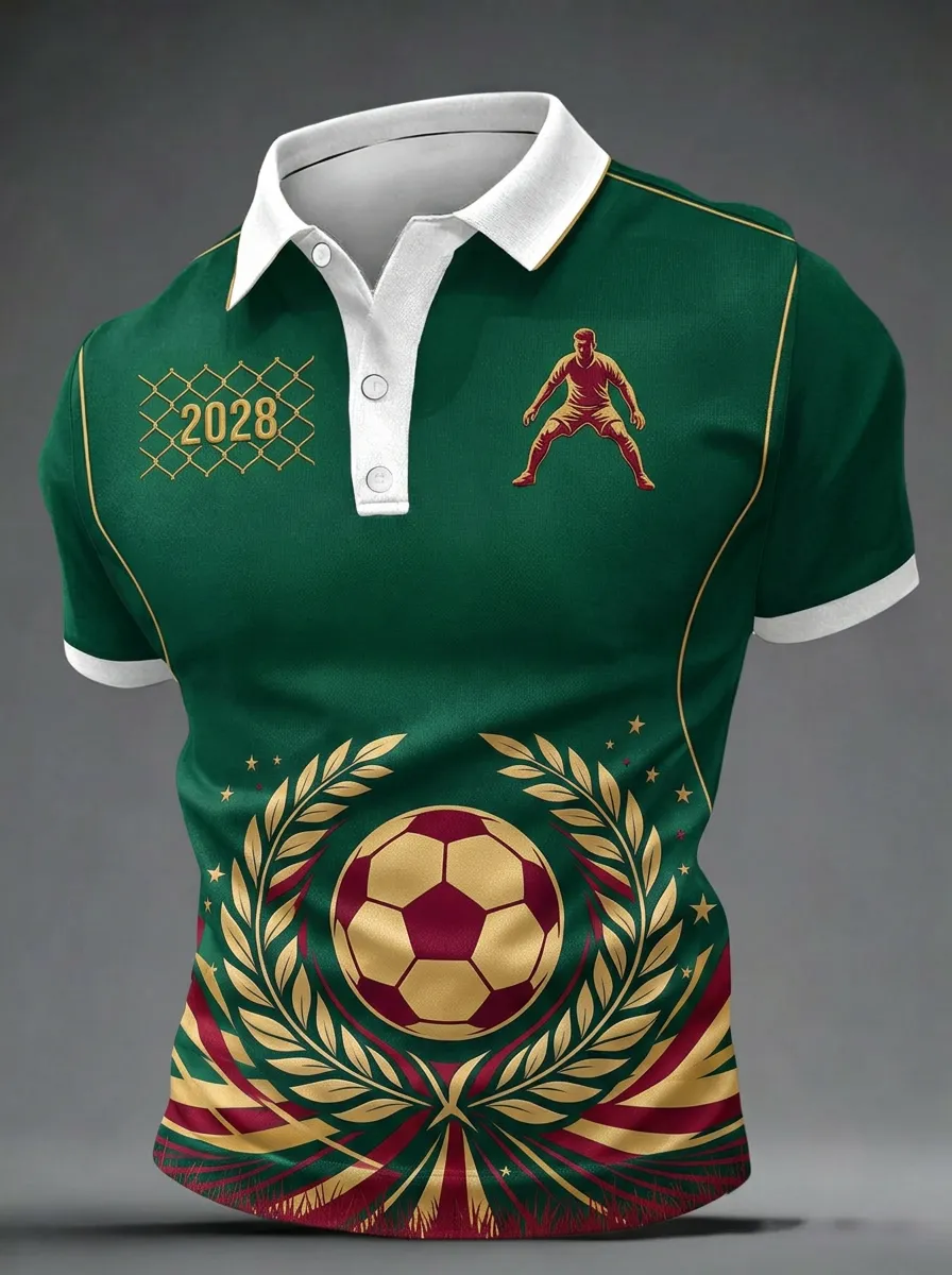 Men's Soccer Fan 2028 Goalkeeper Laurel Printed Polo Shirt