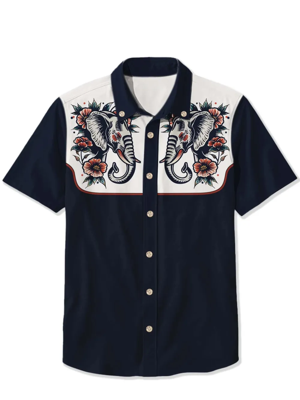 Elephant And Flower - 100% Cotton Shirt