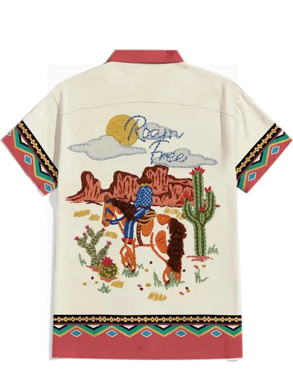 Wild Cowboy - 100% Cotton Cuban Collar Shirt