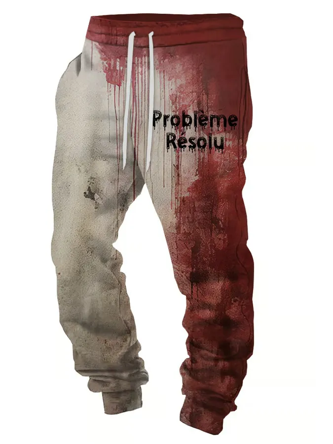 Men's Bloody Problem Solved Halloween Printed Sweatpants