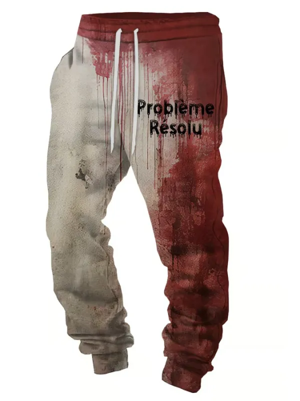 Men's Bloody Problem Solved Halloween Printed Sweatpants