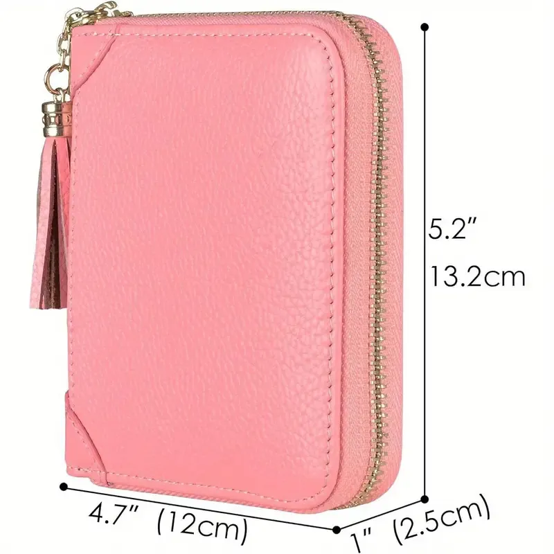 Womens Credit Card Holder Wallet Zip Leather
