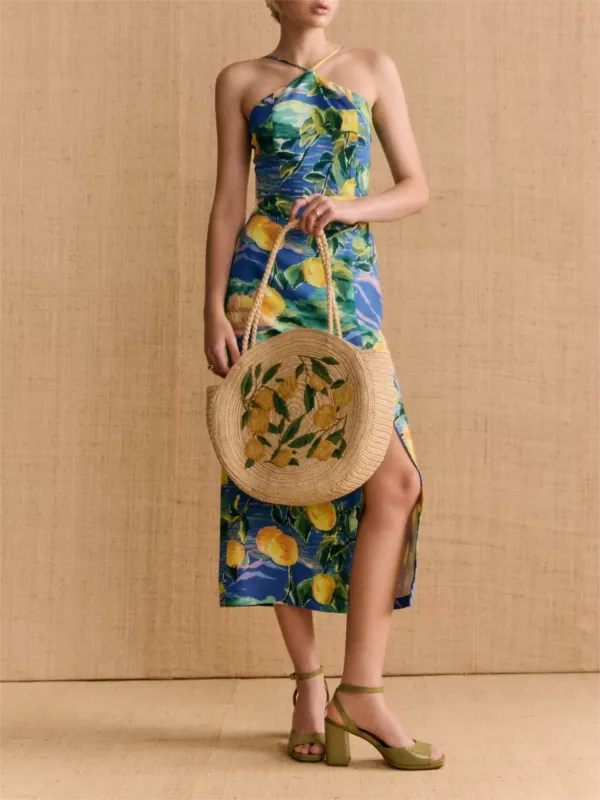 Lemon Printed Sleeveless Midi Dresses