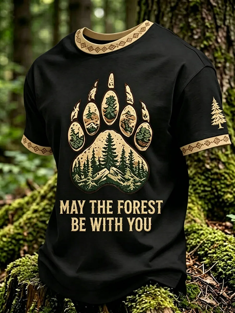 Men's May The Forest Be With You Printed Casual T-Shirt