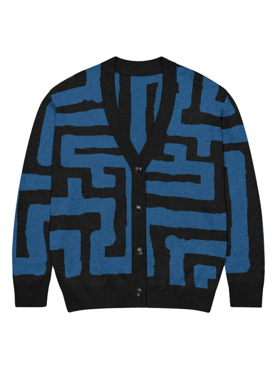 Geometric V-Neck Cardigan