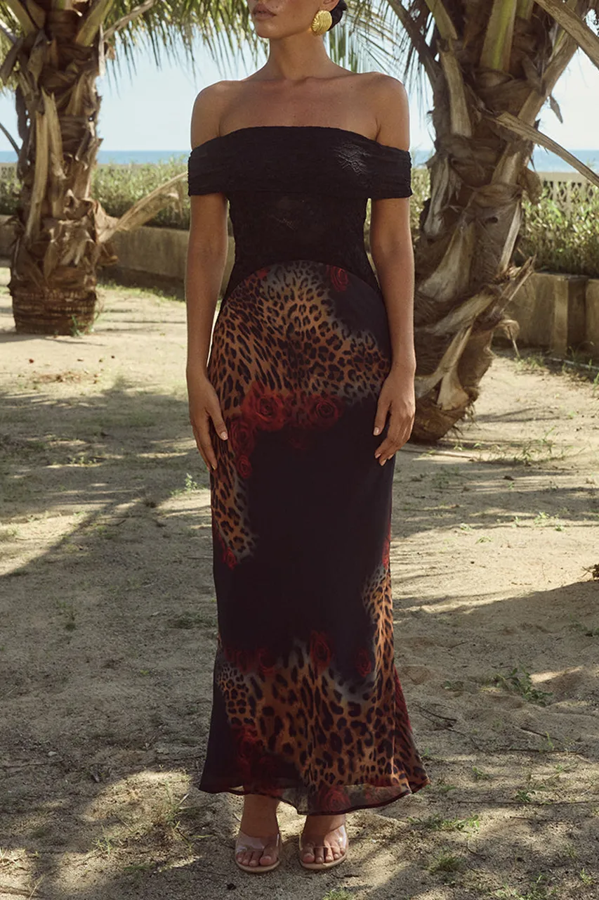 Off Shoulder Lace Midi Dress