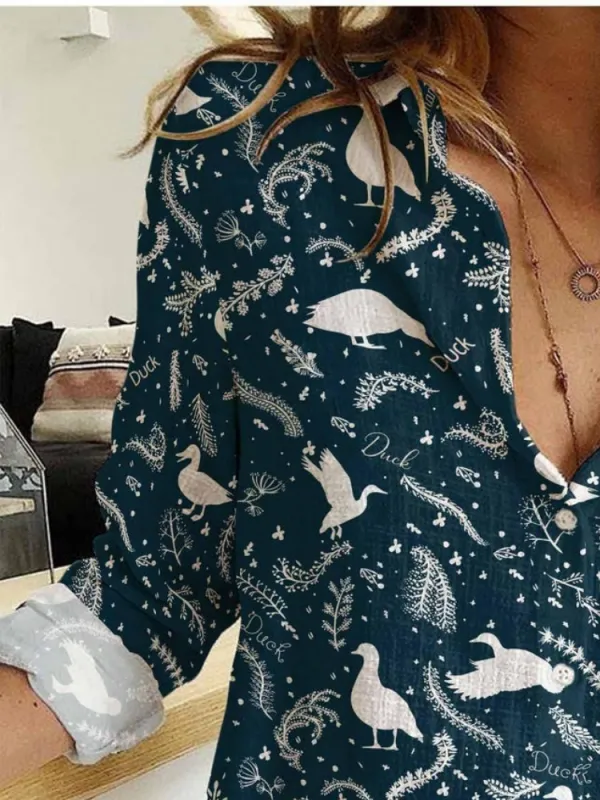 Duck and Leaf Pattern Shirt