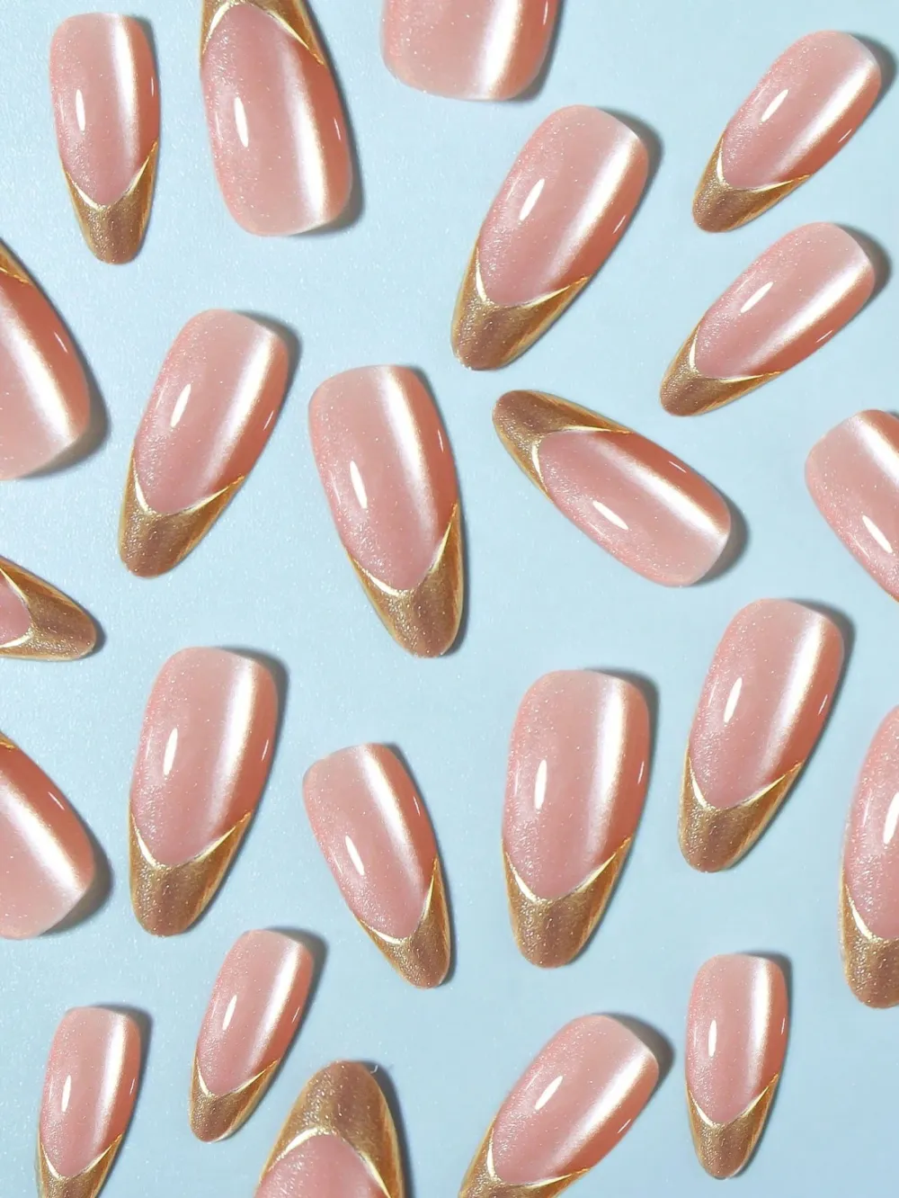 Nailhour Minimalist 24Pcs Daily Office Nude Gold French Press On Nails