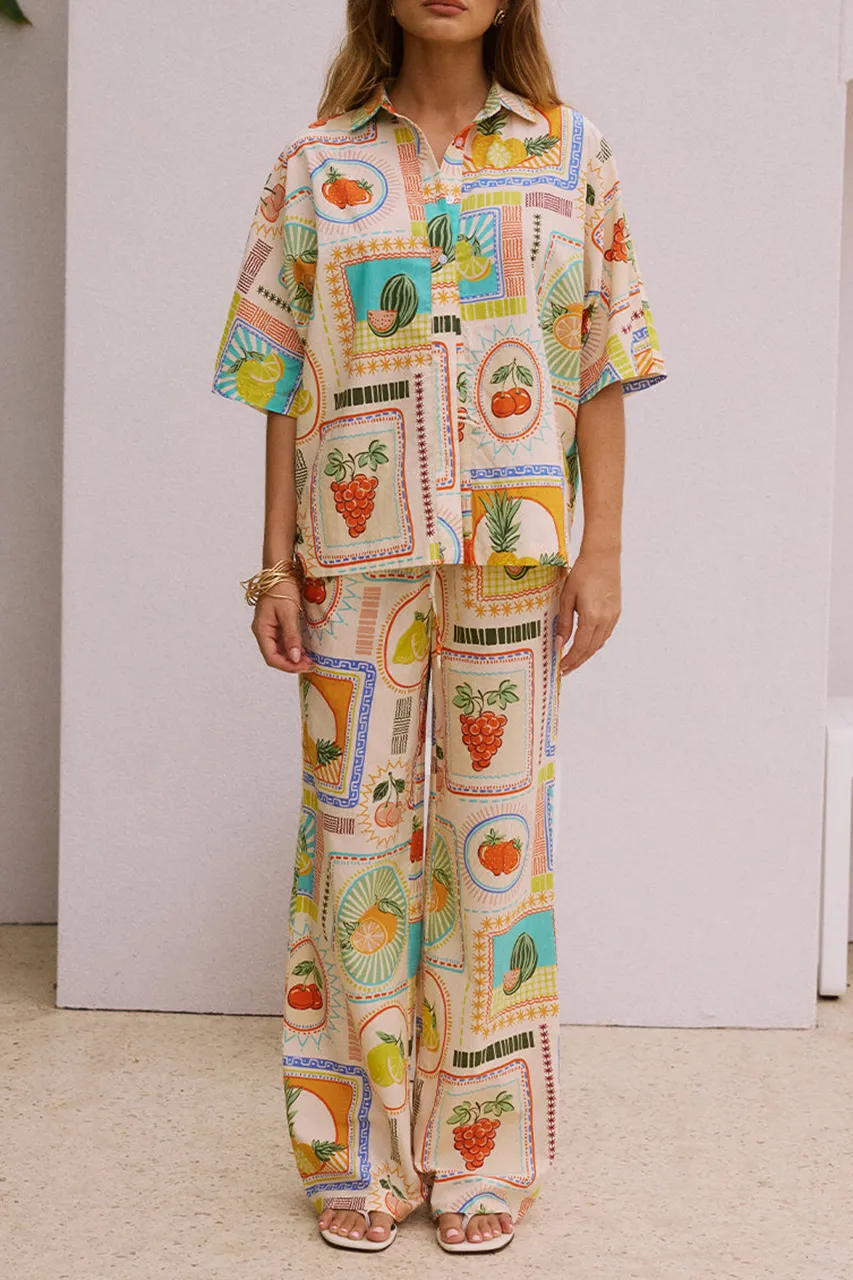 Geometric Print High Waisted Pants