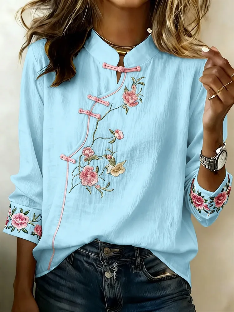 Women'S Casual Plant Flower Art Printed Top