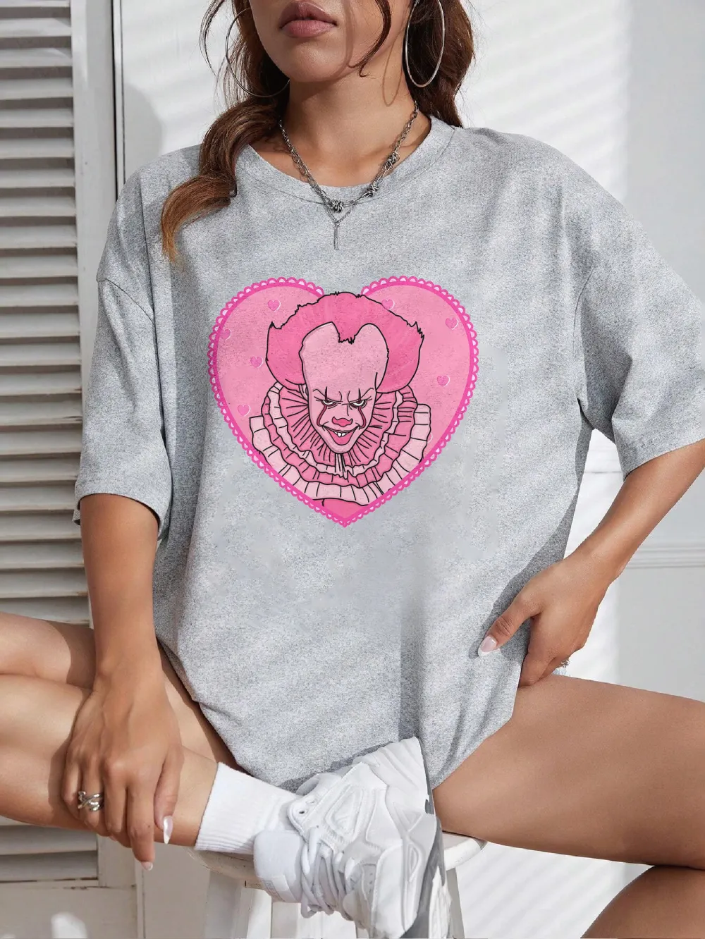 Women's Heart - Art Letter Printed T - Shirt