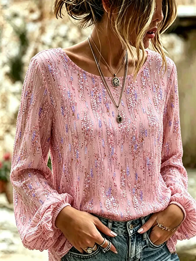 Women'S Vintage Flower Breast Cancer Awareness Print Top
