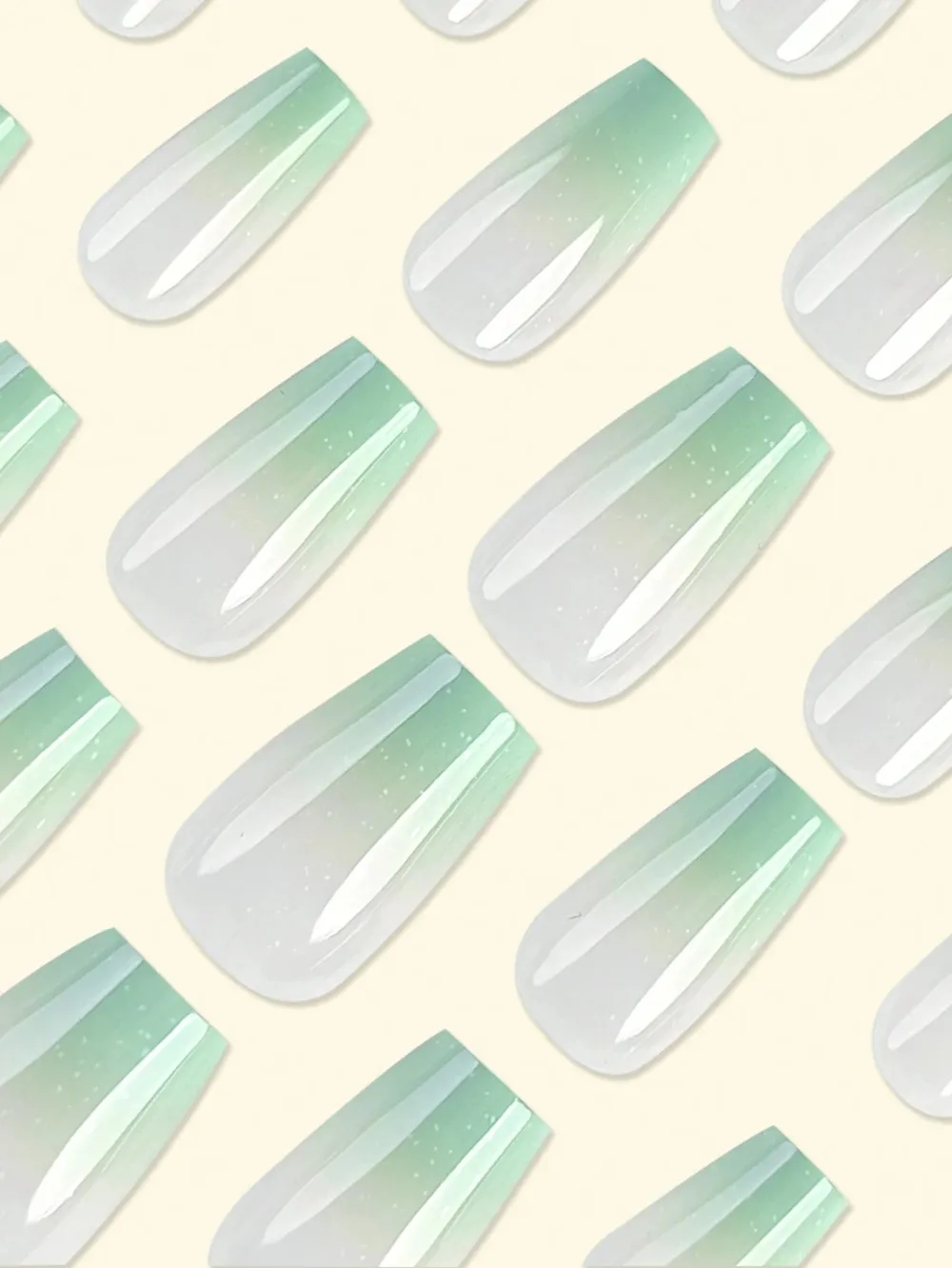 Nailhour Minimalist 24Pcs Green Daily Nude Gradient French Press On Nails