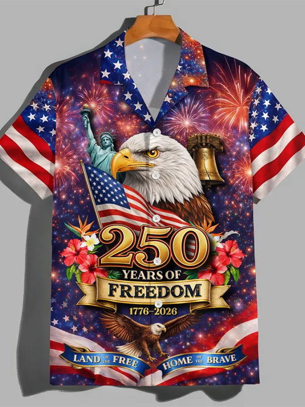 Men's  250 Years Day Printed Casual Collar Shirt