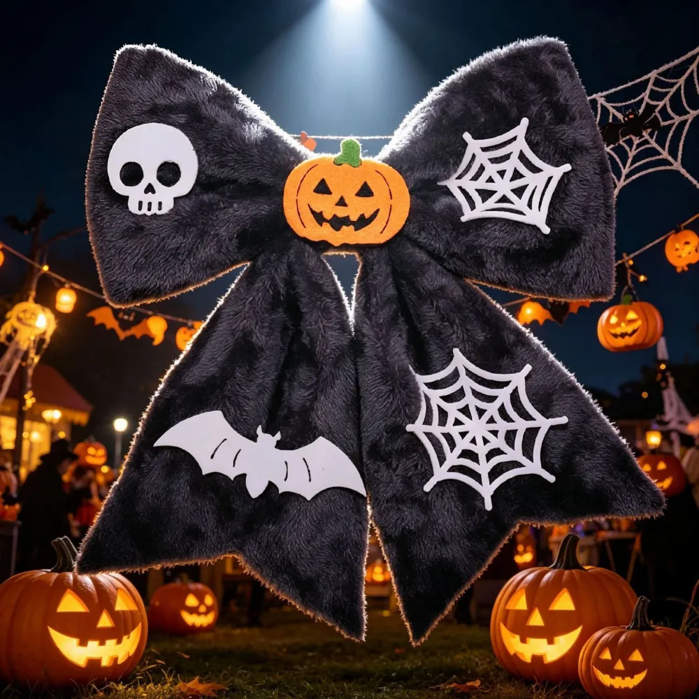 Halloween Window Decorations Bows And Party Scene Setup (30cm×35cm)